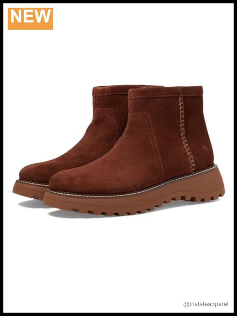 Suede Ankle Bootie with Block Heel, Almond Toe, Nylon Zipper Closure